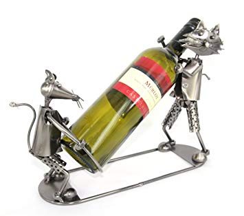 Porte bouteille metal chat