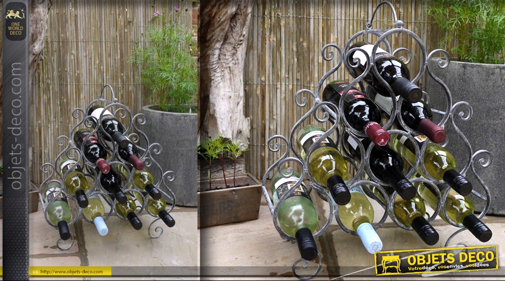 Porte bouteille mural fer forgé