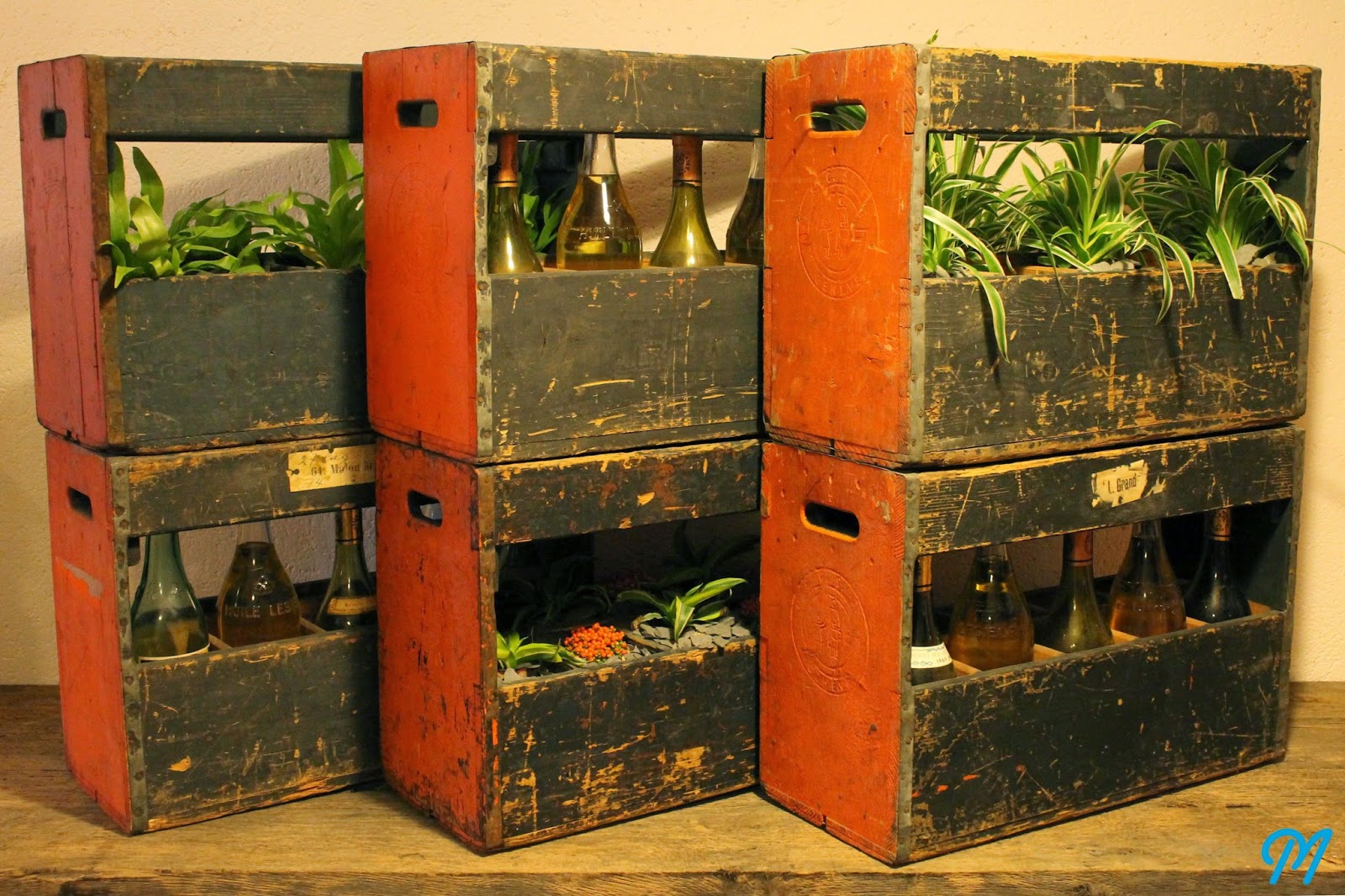 Casier bouteille bois vintage