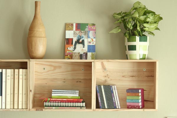 Etagere murale caisse vin
