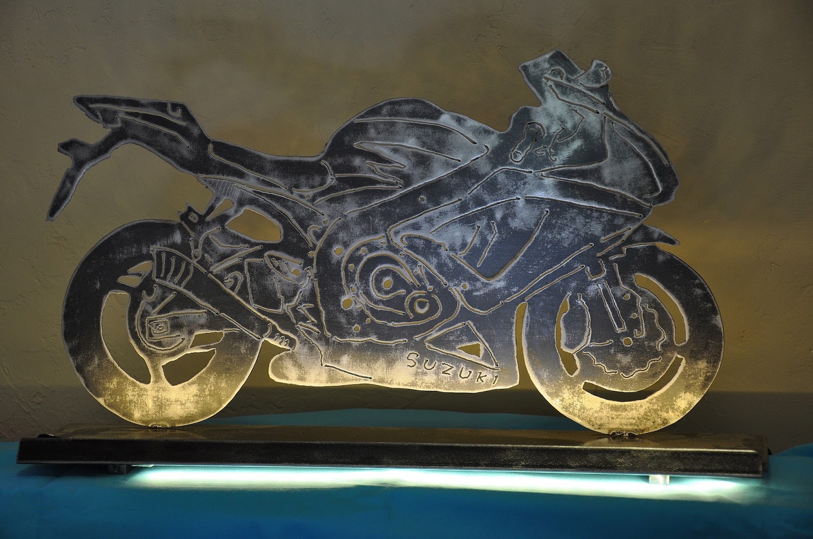 Porte bouteille fer forgé moto