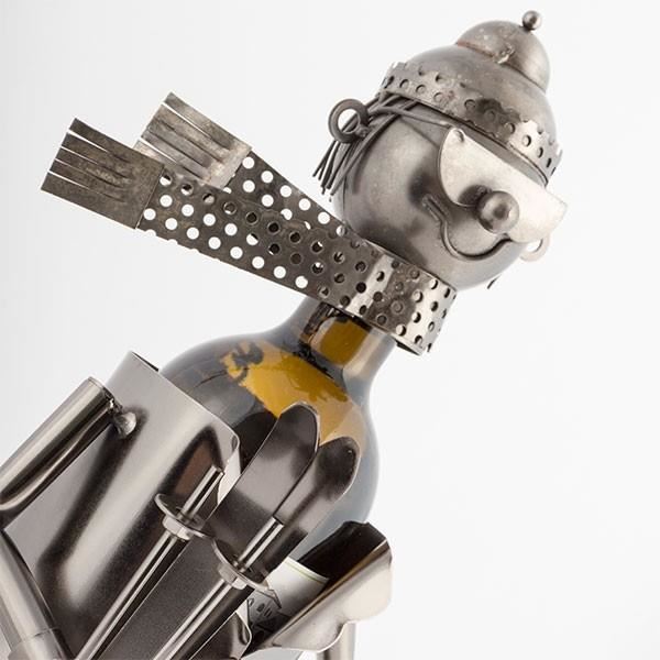 Porte bouteille metal skieur