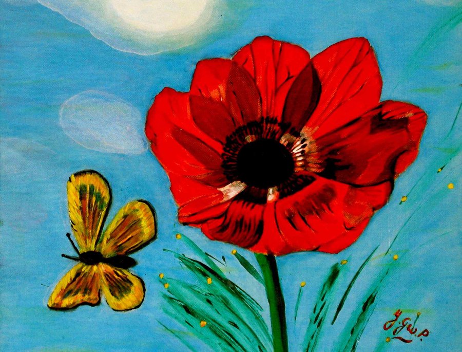 Peinture acrylique sur toile papillon