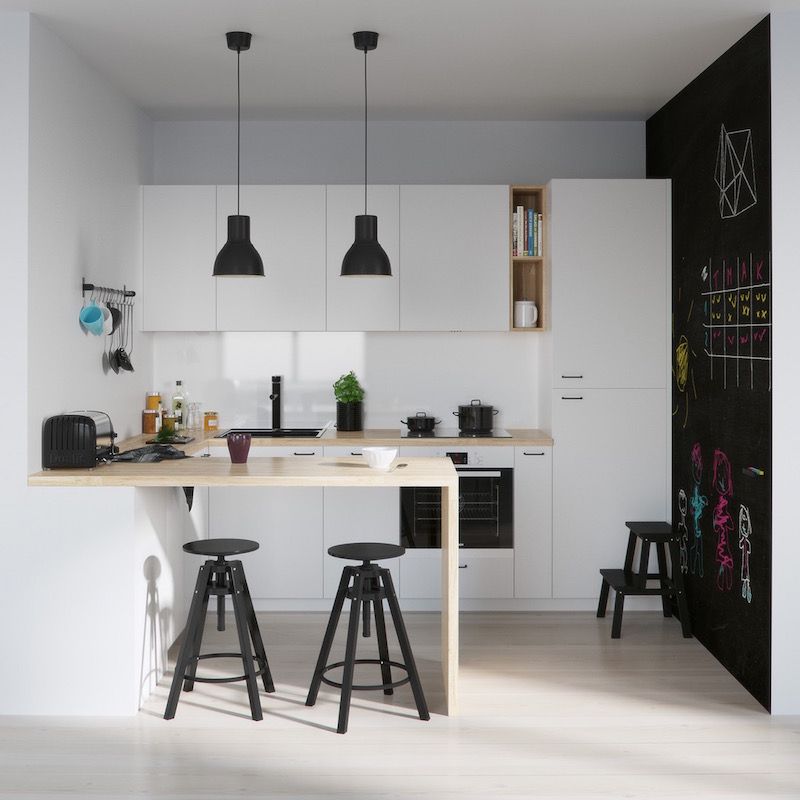 Peinture blanche cuisine bois