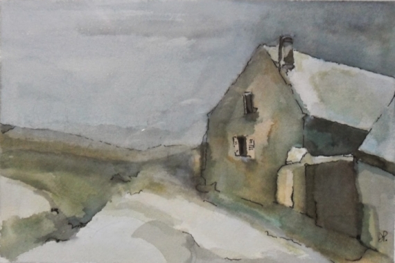 Peinture maison sous la neige