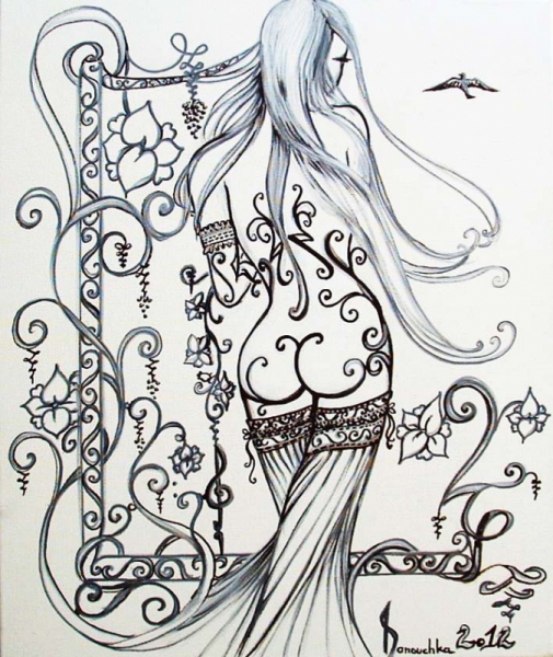 Peinture art deco femme