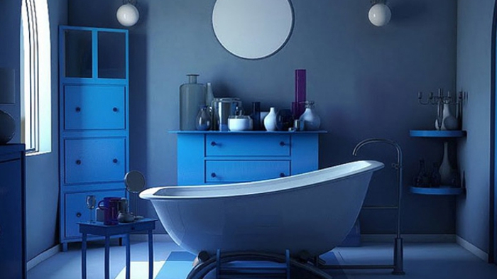 Peinture carrelage salle de bain bleu marine