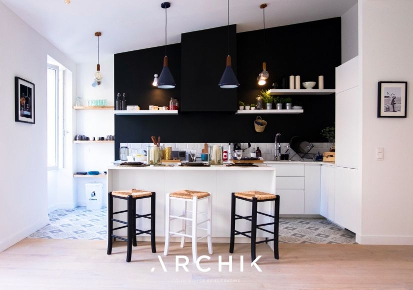 Couleur peinture cuisine noire et blanche