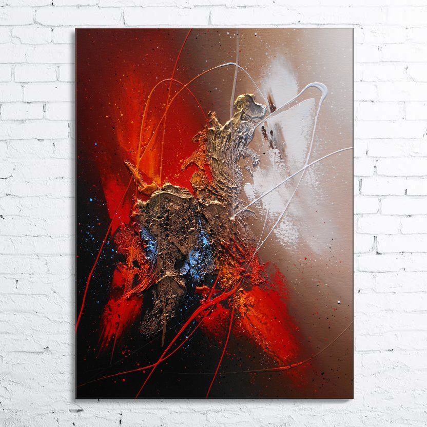 Peinture acrylique sur toile rouge gris noir