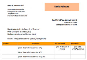 Devis peinture interieur exemple