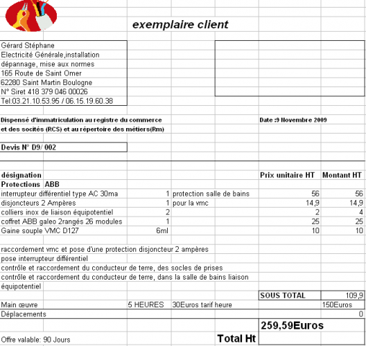 Devis peinture salle de bain exemple