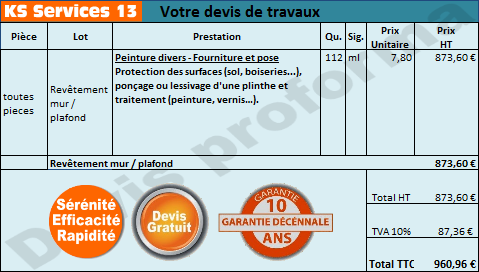 Devis peinture une piece