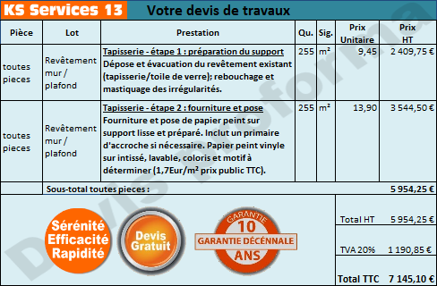 Devis peinture et tapisserie