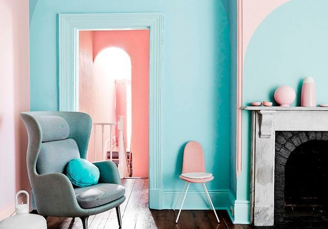 Decoration peinture murale bicolore