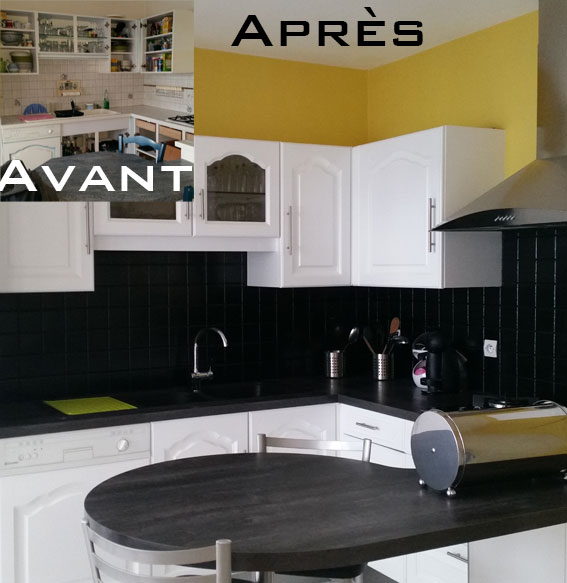 Peinture carrelage table cuisine