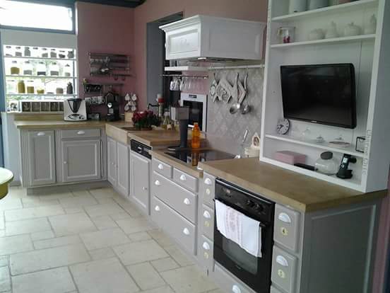 Peindre cuisine gris et blanc