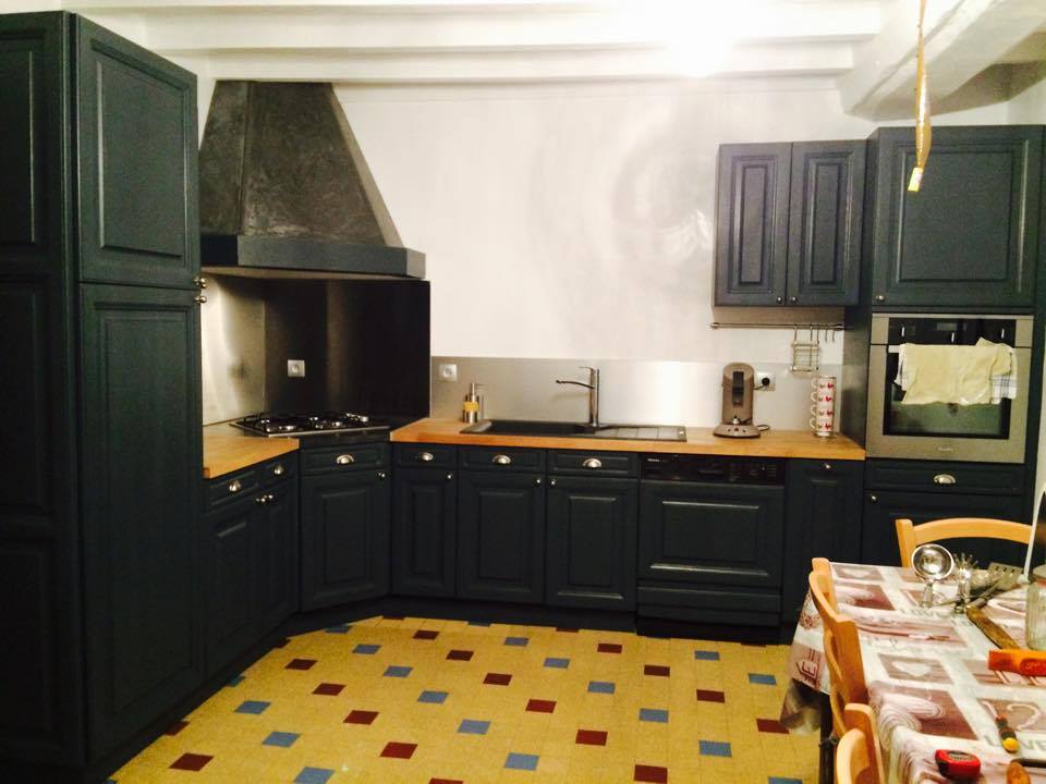 Peindre elements cuisine chene