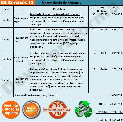 Exemple de devis peinture volets