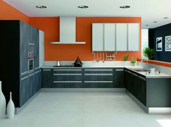 Peinture cuisine orange et gris
