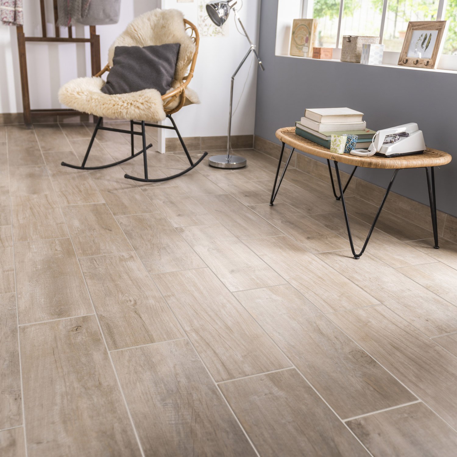 Peinture carrelage imitation bois