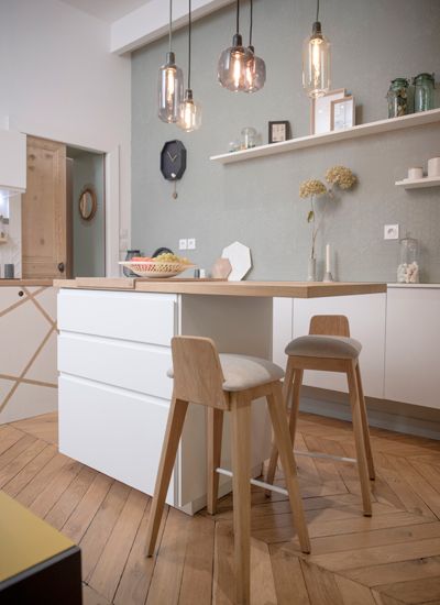 Peinture pour cuisine blanche et bois