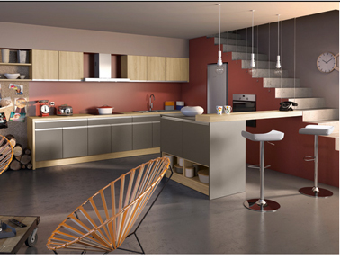 Peinture mur cuisine bois