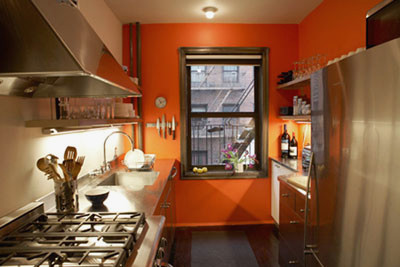Cuisine peinture orangée