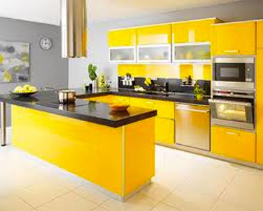 Peinture murale cuisine jaune
