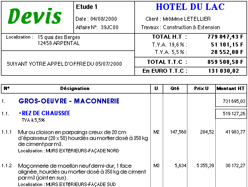 Exemple de devis peinture pdf