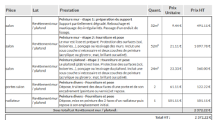 Devis peinture salon