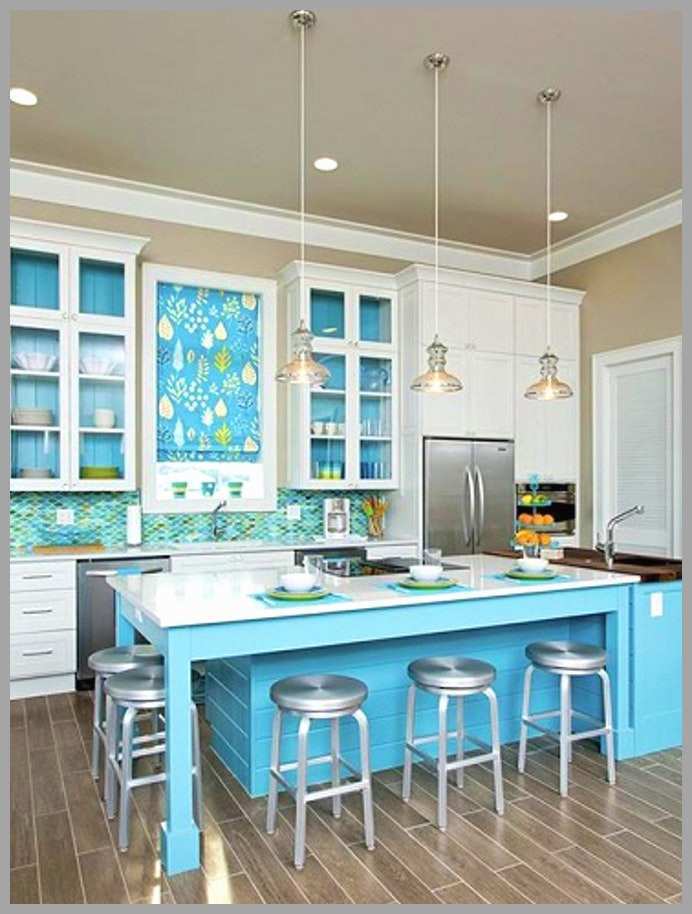 Peinture meuble cuisine bleu canard