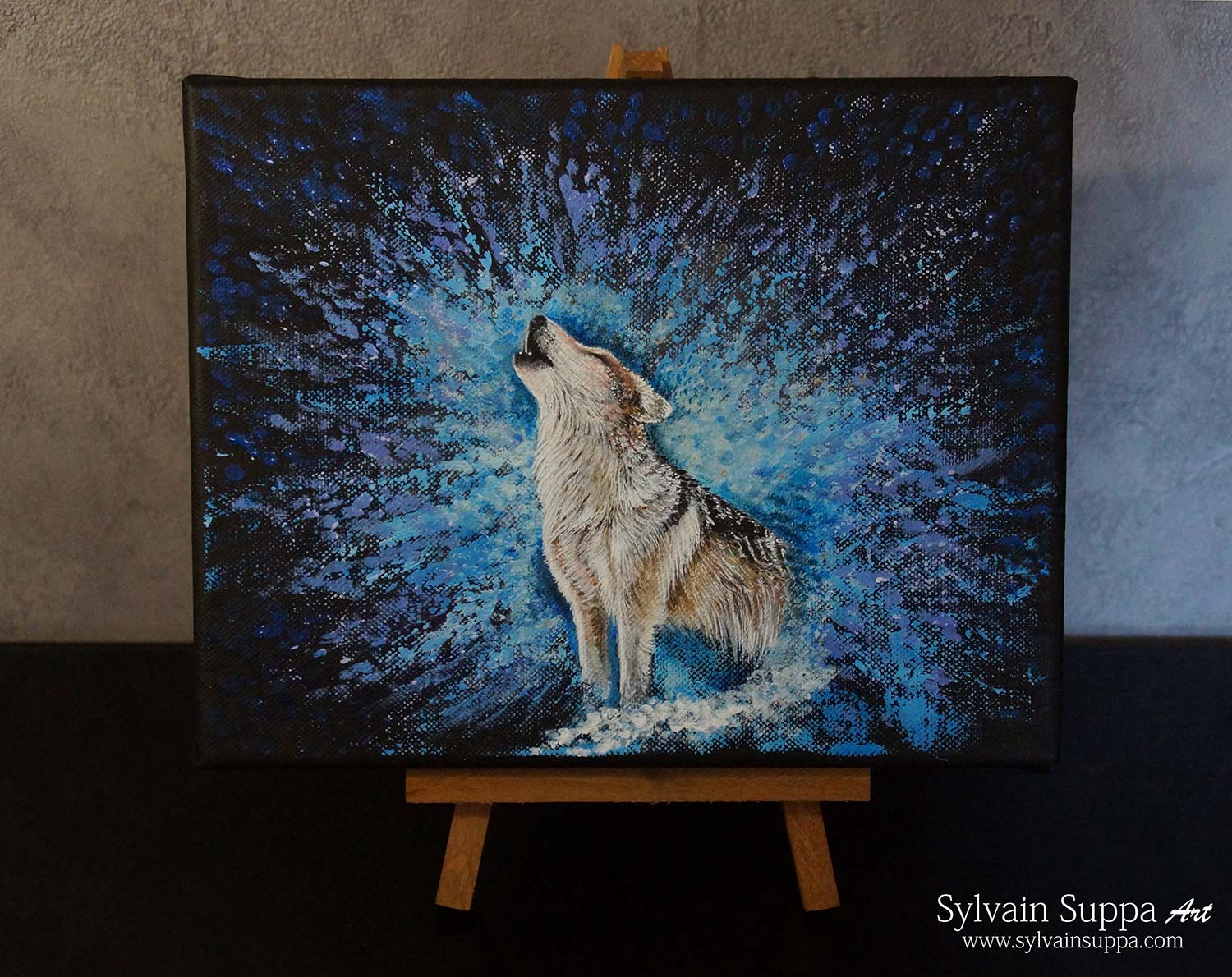 Peinture acrylique loup