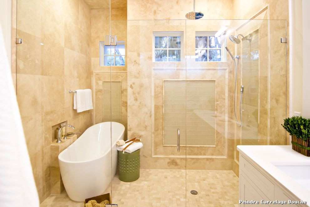 Peindre carrelage sol douche italienne