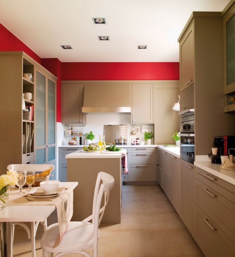 Peinture cuisine rouge corail