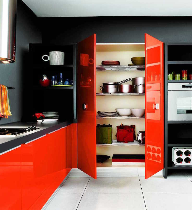 Couleur de peinture pour cuisine meuble rouge