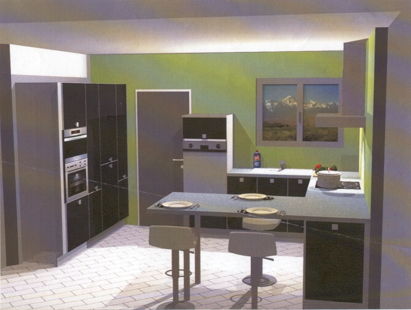 Peinture grise cuisine ouverte