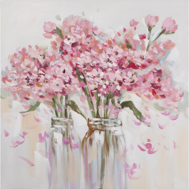 Peinture acrylique fleurs en vase